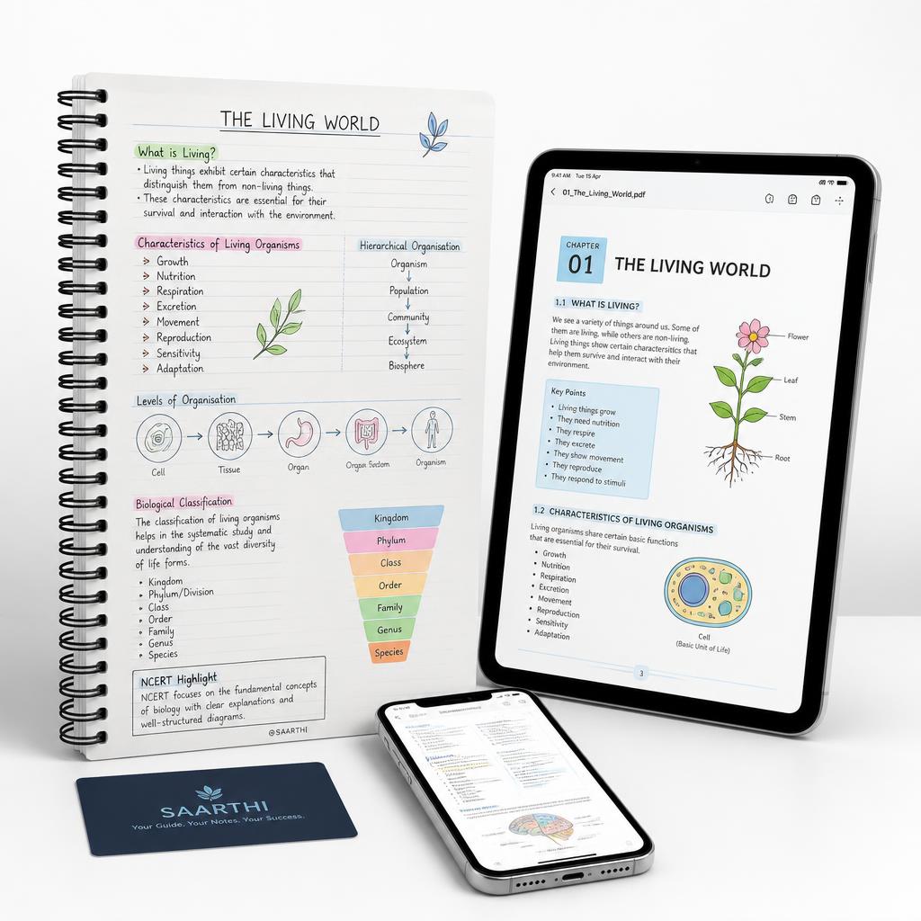 TopperLab NEET Biology handwritten revision notes shown on notebook, tablet and phone